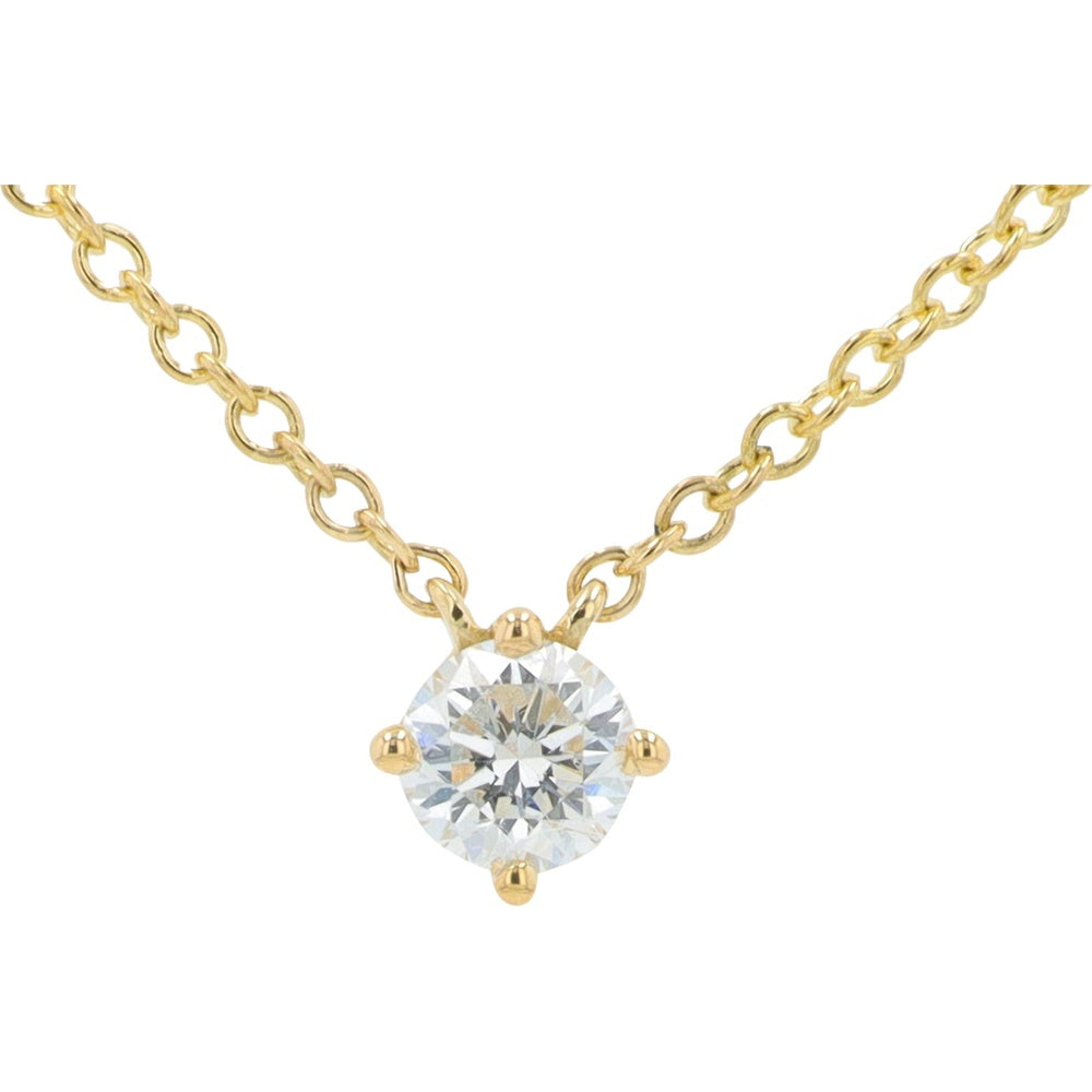14K Yellow Gold Solitaire Pendant Necklace with Round Lab Grown Diamond - 0.25 Carat Total Diamond Weight