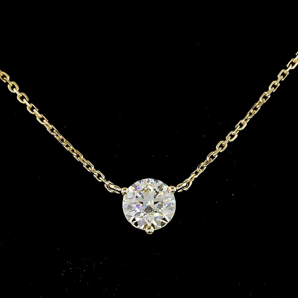 14K Yellow Gold Solitaire Pendant with 0.60 Carat Round Brilliant Cut Lab Diamond - E-F Color VS Clarity - Covaloro Fine Jewelry