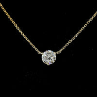 14K Yellow Gold Solitaire Pendant with 0.60 Carat Round Brilliant Cut Lab Diamond - E-F Color VS Clarity - Covaloro Fine Jewelry