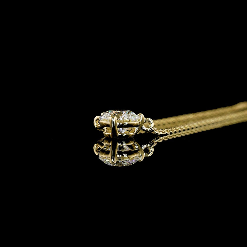 14K Yellow Gold Solitaire Pendant with 0.60 Carat Round Brilliant Cut Lab Diamond - E-F Color VS Clarity - Covaloro Fine Jewelry