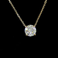 14K Yellow Gold Solitaire Pendant with 1 Carat Round Lab Diamond - E-F Color VS1 Clarity, 4-Prong Setting - Covaloro Fine Jewelry