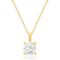 14K Yellow Gold Solitaire Pendant with 4-Prong Set Round Lab-Grown Diamond - 0.50 Carat Total Diamond Weight - Royal Jewelry