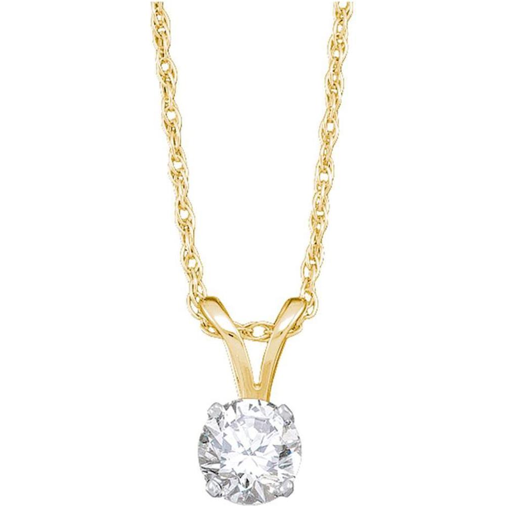 14K Yellow Gold Solitaire Pendant with Prong-Set Round Diamond - 0.20 Carat Certified