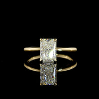 14K Yellow Gold Solitaire Ring with 1.55 Carat Radiant Cut Lab-Grown D VVS2 Diamond - IGI Certified North-South Prong Setting - Covaloro Fine Jewelry