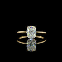 14K Yellow Gold Solitaire Ring with 1.61 Carat Cushion Brilliant Cut Lab Diamond - E-F Color VVS2 Clarity IGI Certified - Covaloro Fine Jewelry