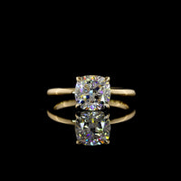 14K Yellow Gold Solitaire Ring with 2.04 Carat Square Cushion Brilliant Cut Lab Diamond - D VS1 IGI Certified - Covaloro Fine Jewelry