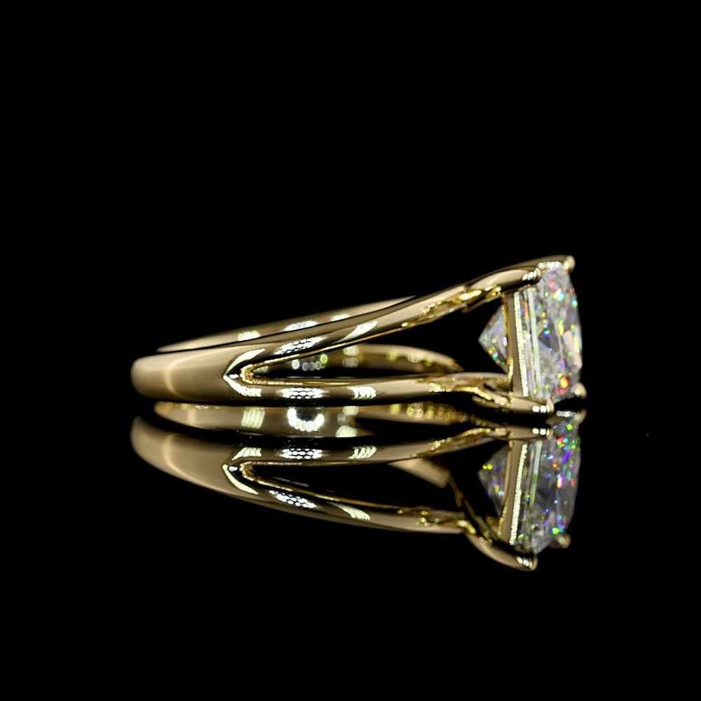 14K Yellow Gold Solitaire Ring with 2.30 Carat Princess Cut Lab Diamond - E-F Color, VVS2 Clarity, Four-Prong Setting - Covaloro Fine Jewelry