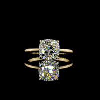 14K Yellow Gold Solitaire Ring with 2.50 Carat Square Cushion Brilliant Lab Grown Diamond - E-F Color, VVS2 Clarity, IGI Certified - Covaloro Fine Jewelry