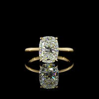 14K Yellow Gold Solitaire Ring with 3.08 Carat Cushion Brilliant Cut Lab Diamond - D VS1 IGI Certified - Covaloro Fine Jewelry