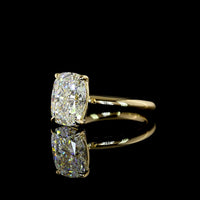 14K Yellow Gold Solitaire Ring with 3.08 Carat Cushion Brilliant Cut Lab Diamond - D VS1 IGI Certified - Covaloro Fine Jewelry