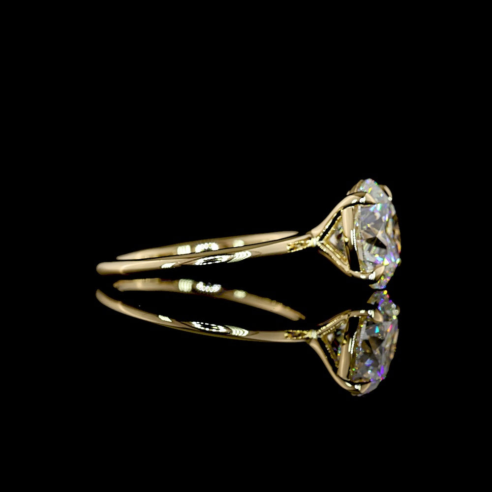 14K Yellow Gold Solitaire Ring with 3.55 Carat Round Brilliant Cut Lab Diamond - E-F Color, VS1 Clarity, IGI Certified - Covaloro Fine Jewelry