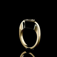 14K Yellow Gold Solitaire Ring with 3.60 Carat Princess Cut Lab Diamond in Half Bezel Setting - E-F Color VS1 Clarity - Covaloro Fine Jewelry