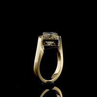 14K Yellow Gold Solitaire Ring with 3.60 Carat Princess Cut Lab Diamond in Half Bezel Setting - E-F Color VS1 Clarity - Covaloro Fine Jewelry