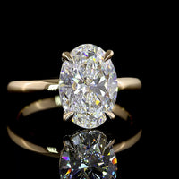 14K Yellow Gold Solitaire Ring with 5.16 Carat Oval Cut Lab Diamond - D VVS2 Clarity IGI Certified - Covaloro Fine Jewelry