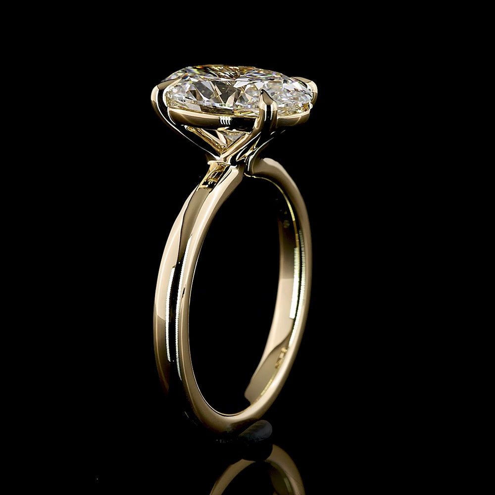 14K Yellow Gold Solitaire Ring with 5.16 Carat Oval Cut Lab Diamond - D VVS2 Clarity IGI Certified - Covaloro Fine Jewelry