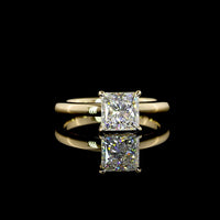 14K Yellow Gold Solitaire Ring with Princess Cut Lab Diamond - 1.54 Carat D VVS2, IGI Certified - Covaloro Fine Jewelry