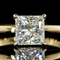 14K Yellow Gold Solitaire Ring with Princess Cut Lab Diamond - 1.54 Carat D VVS2, IGI Certified - Covaloro Fine Jewelry