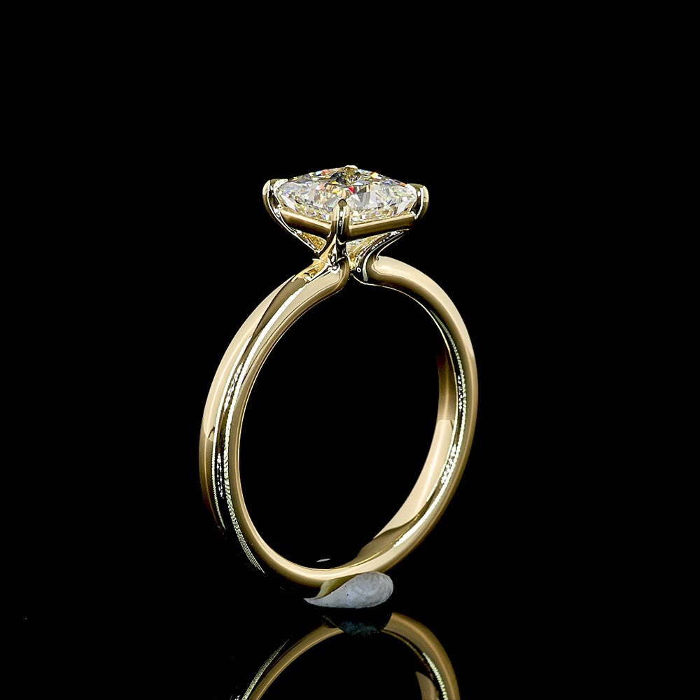 14K Yellow Gold Solitaire Ring with Princess Cut Lab Diamond - 1.54 Carat D VVS2, IGI Certified - Covaloro Fine Jewelry