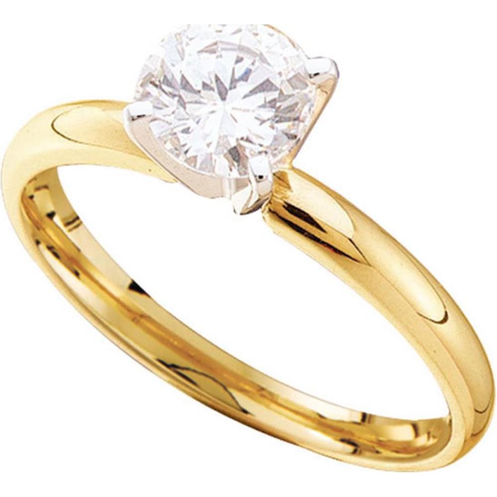 14K Yellow Gold Solitaire Ring with Prong-Set Round Diamond - 0.15 Carat Certified