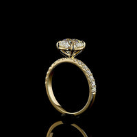 14K Yellow Gold Solitaire Shank Ring with 2.52 Carat Round Lab D VVS2 Diamond and 0.42 Carat Accent Diamonds - 2.94 Carat Total Weight - Covaloro Fine Jewelry