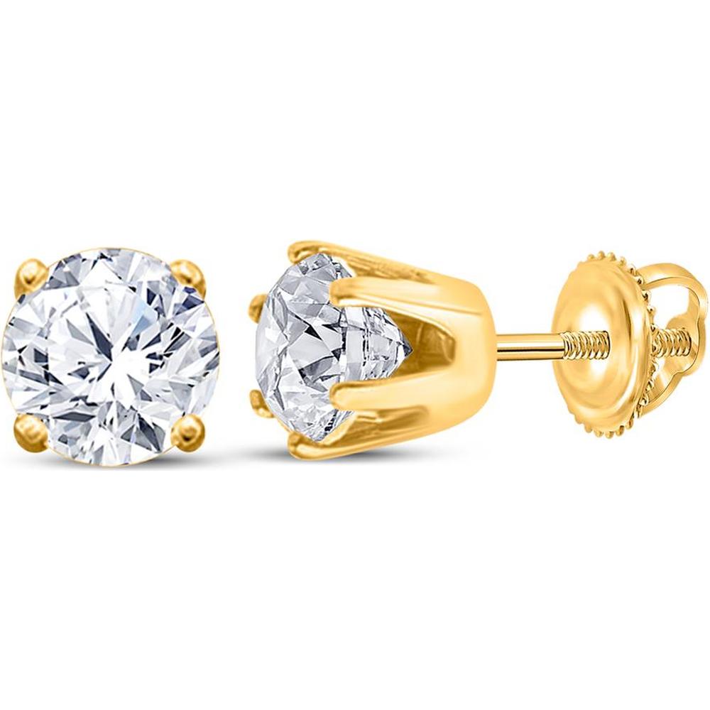 14K Yellow Gold Solitaire Stud Earrings with Prong-Set Round Diamonds - 1/6 Carat Total Diamond Weight