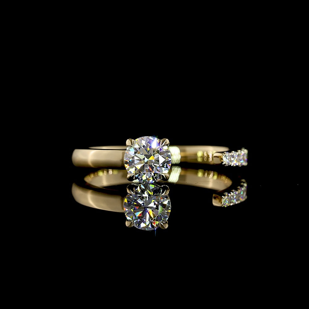 14K Yellow Gold Special Design Ring with Round Brilliant Cut Lab Diamonds - 0.67 Carat Total Diamond Weight - Covaloro Fine Jewelry
