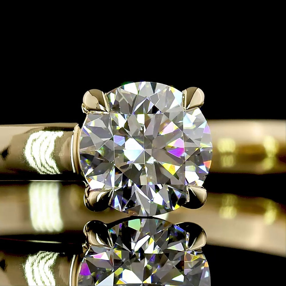 14K Yellow Gold Special Design Ring with Round Brilliant Cut Lab Diamonds - 0.67 Carat Total Diamond Weight - Covaloro Fine Jewelry