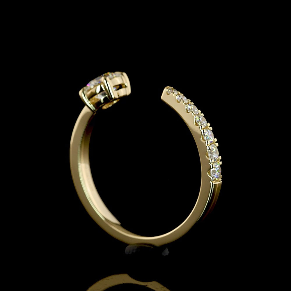 14K Yellow Gold Special Design Ring with Round Brilliant Cut Lab Diamonds - 0.67 Carat Total Diamond Weight - Covaloro Fine Jewelry