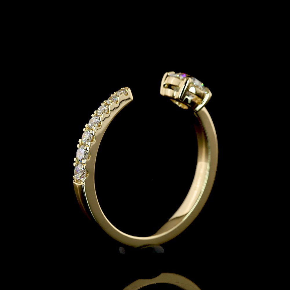 14K Yellow Gold Special Design Ring with Round Brilliant Cut Lab Diamonds - 0.67 Carat Total Diamond Weight - Covaloro Fine Jewelry