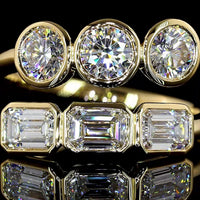 14K Yellow Gold Special Eternity Band with East-West Emerald Cut and Brilliant Cut Lab Diamonds - 1.78 Carats Total Diamond Weight - Covaloro Fine Jewelry