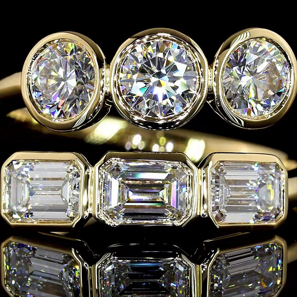 14K Yellow Gold Special Eternity Band with East-West Emerald Cut and Brilliant Cut Lab Diamonds - 1.78 Carats Total Diamond Weight - Covaloro Fine Jewelry