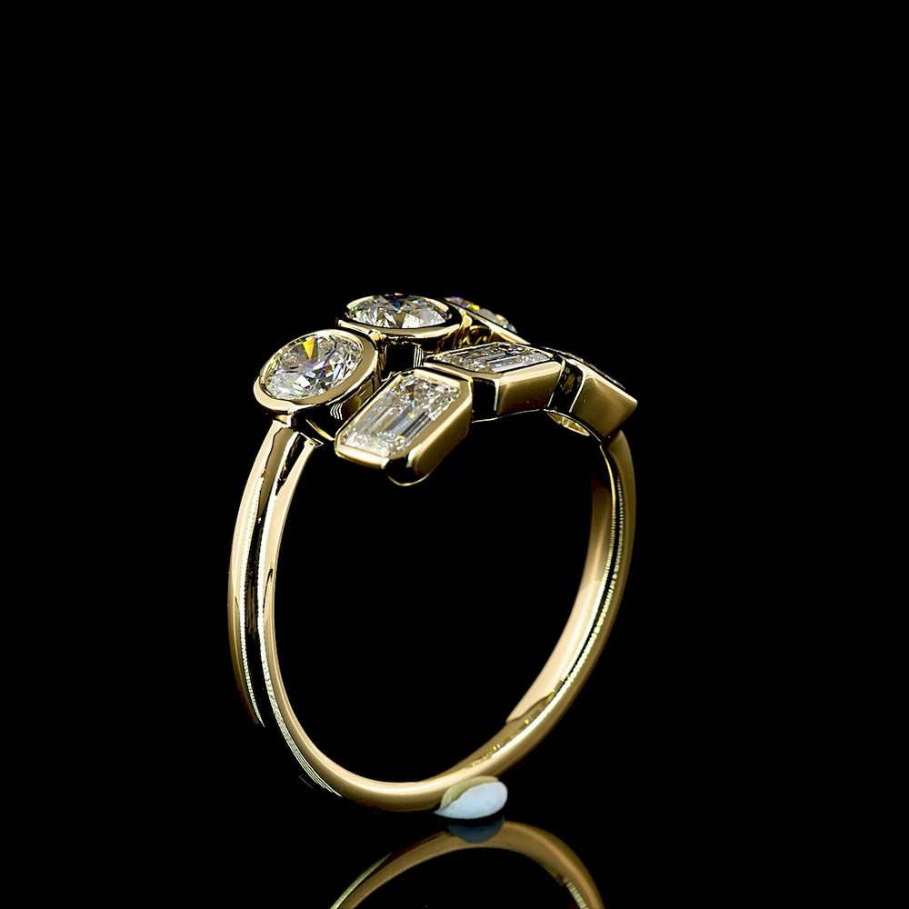 14K Yellow Gold Special Eternity Band with East-West Emerald Cut and Brilliant Cut Lab Diamonds - 1.78 Carats Total Diamond Weight - Covaloro Fine Jewelry