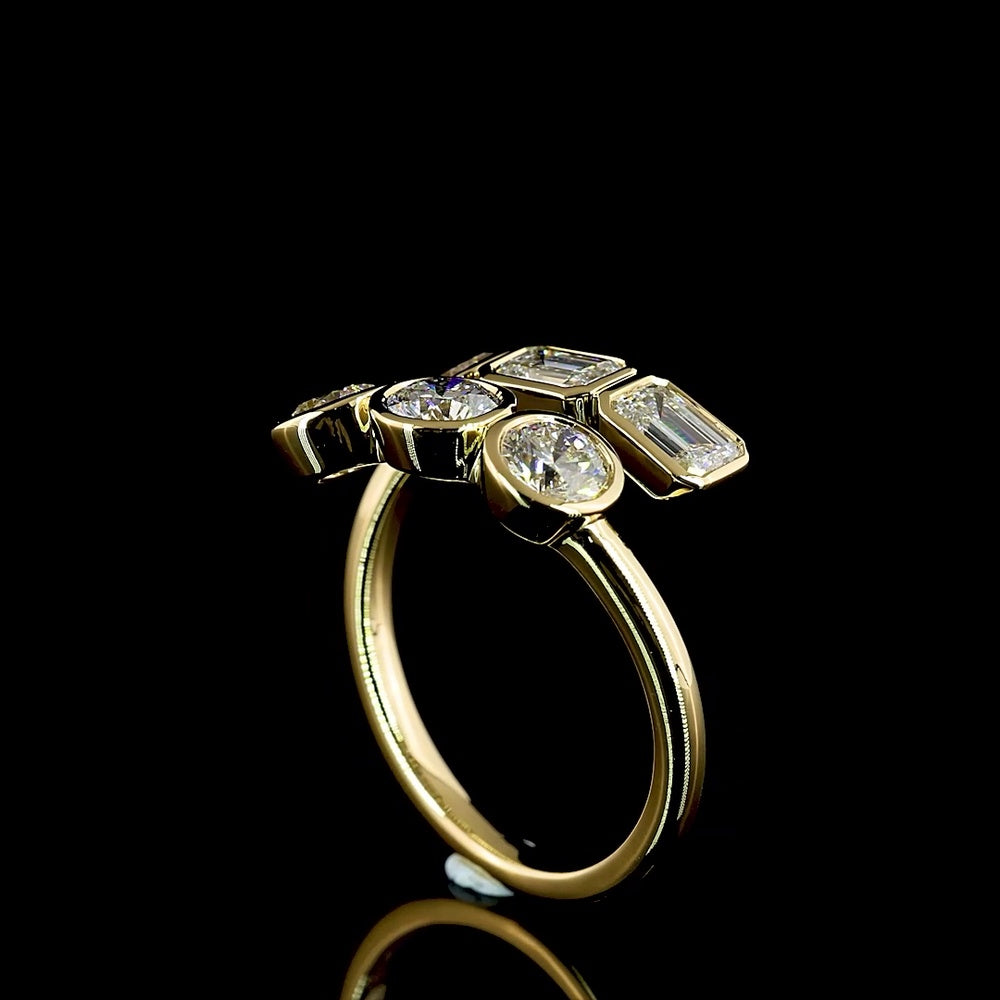 14K Yellow Gold Special Eternity Band with East-West Emerald Cut and Brilliant Cut Lab Diamonds - 1.78 Carats Total Diamond Weight - Covaloro Fine Jewelry