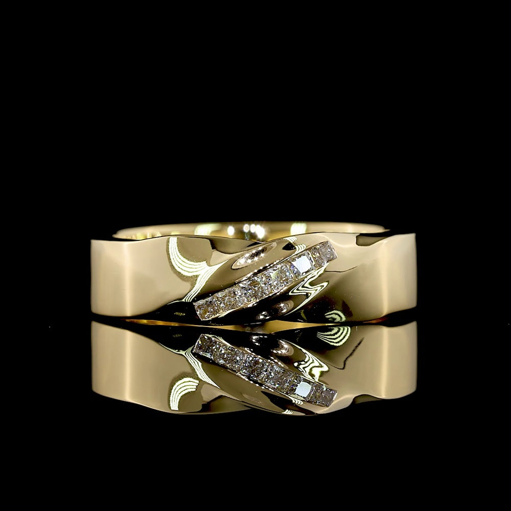 14K Yellow Gold Special Eternity Band with Flush Set Princess Cut Lab Diamonds - 0.13 Carat Total Diamond Weight - Covaloro Fine Jewelry