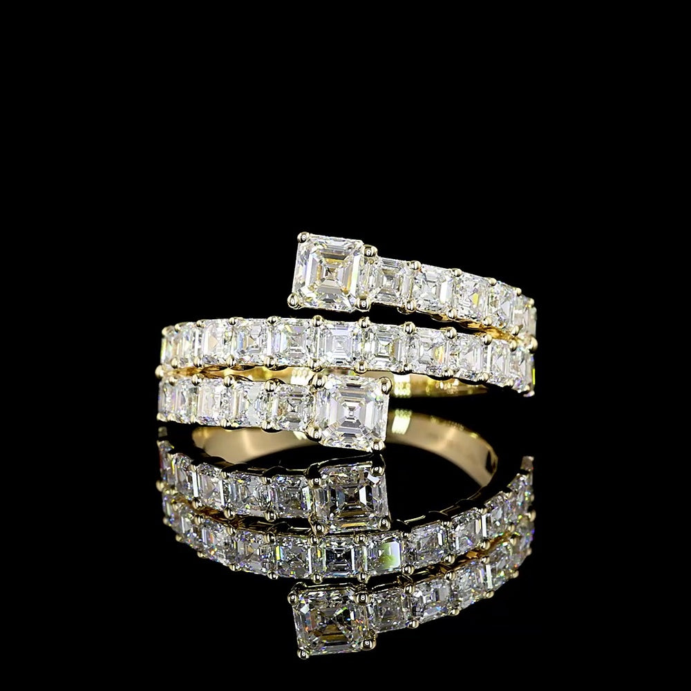 14K Yellow Gold Special Eternity Band with Prong Set Asscher Cut Lab Diamonds - 2.68 Carats Total Diamond Weight - Covaloro Fine Jewelry