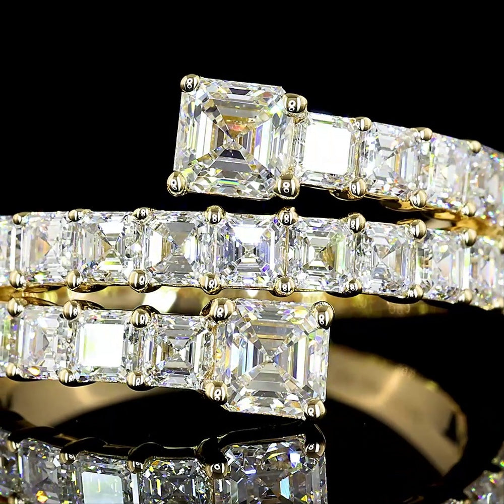 14K Yellow Gold Special Eternity Band with Prong Set Asscher Cut Lab Diamonds - 2.68 Carats Total Diamond Weight - Covaloro Fine Jewelry