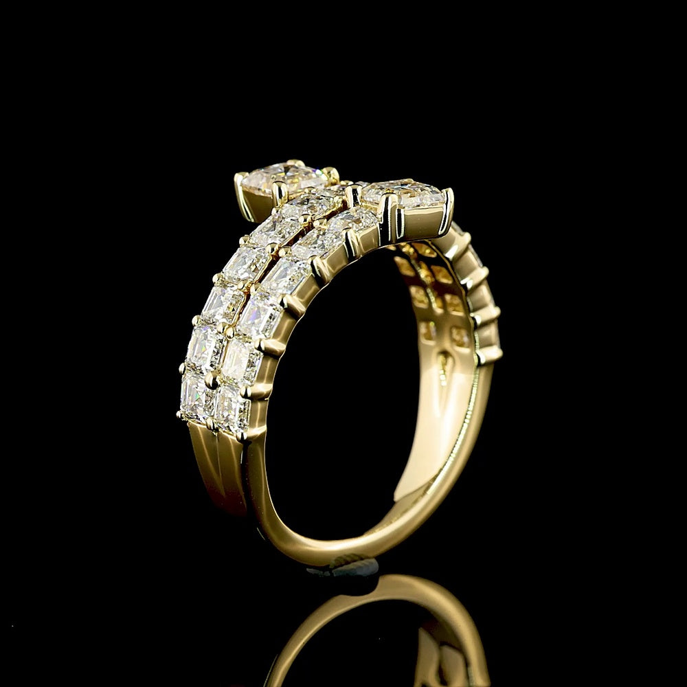 14K Yellow Gold Special Eternity Band with Prong Set Asscher Cut Lab Diamonds - 2.68 Carats Total Diamond Weight - Covaloro Fine Jewelry