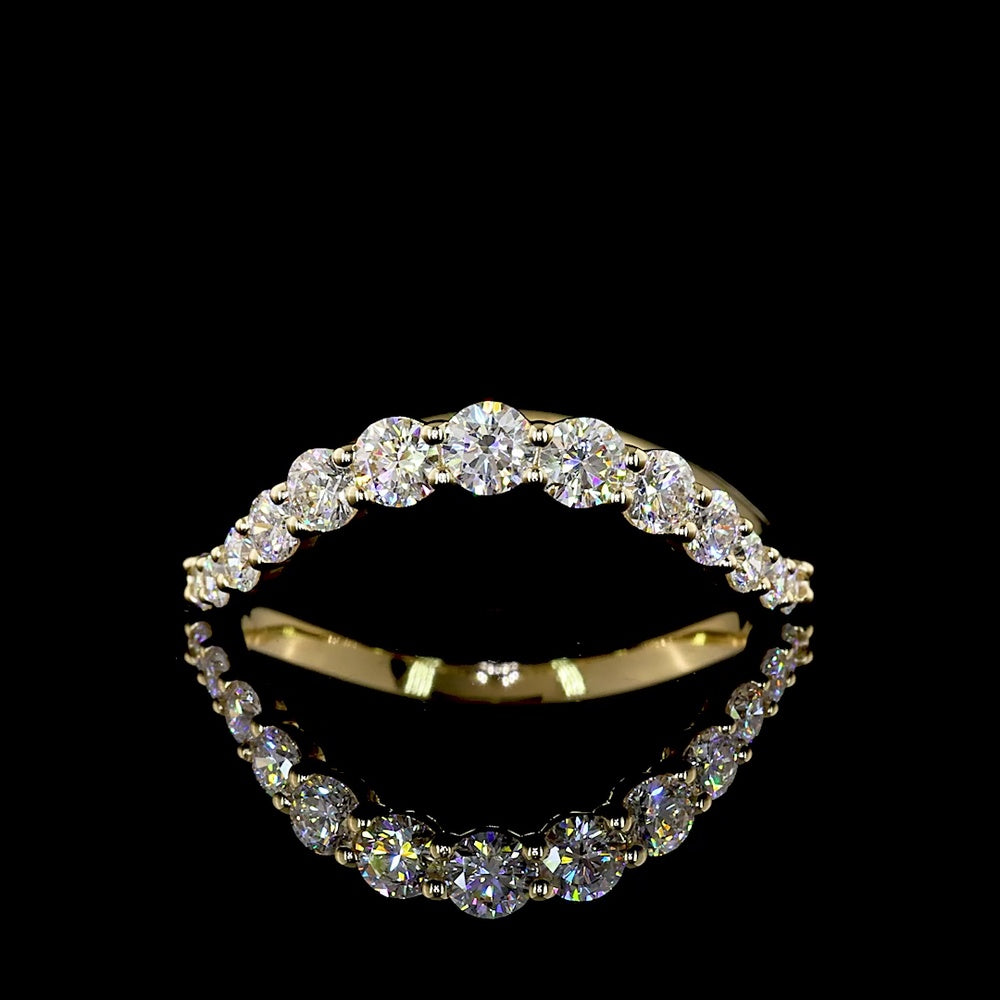 14K Yellow Gold Special Ring with Prong Set Round Lab Diamonds - 0.75 Carat Total Weight with E-F VS1 Stones - Covaloro Fine Jewelry