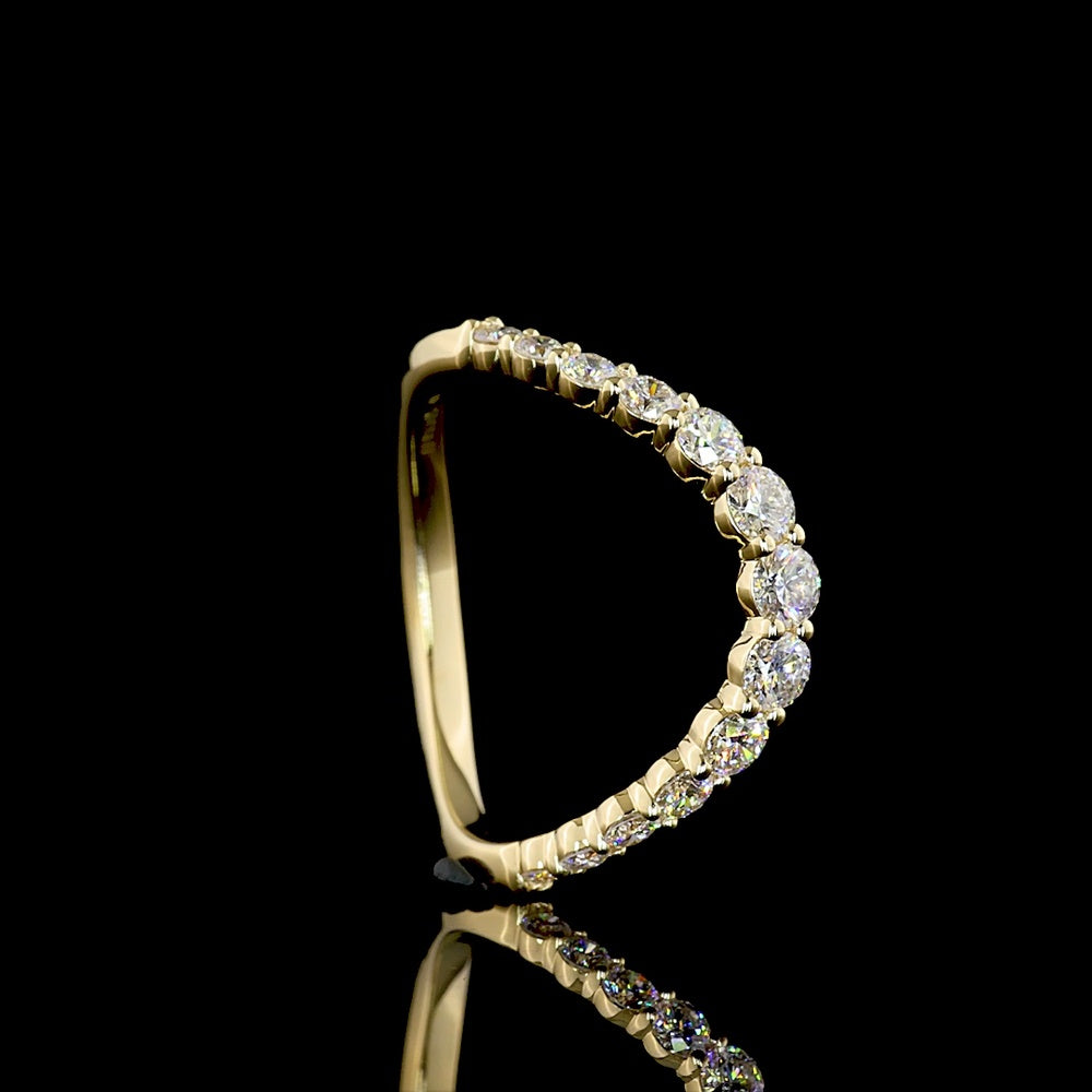 14K Yellow Gold Special Ring with Prong Set Round Lab Diamonds - 0.75 Carat Total Weight with E-F VS1 Stones - Covaloro Fine Jewelry