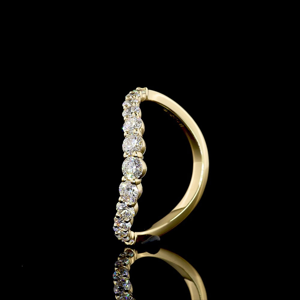 14K Yellow Gold Special Ring with Prong Set Round Lab Diamonds - 0.75 Carat Total Weight with E-F VS1 Stones - Covaloro Fine Jewelry