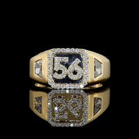 14K Yellow Gold Special Ring with Trapezoid Cut Lab Diamond and Number 56 Diamond Accents - 0.51 Total Carat Weight - Covaloro Fine Jewelry