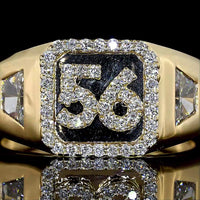 14K Yellow Gold Special Ring with Trapezoid Cut Lab Diamond and Number 56 Diamond Accents - 0.51 Total Carat Weight - Covaloro Fine Jewelry