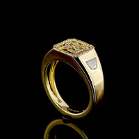 14K Yellow Gold Special Ring with Trapezoid Cut Lab Diamond and Number 56 Diamond Accents - 0.51 Total Carat Weight - Covaloro Fine Jewelry