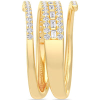 14K Yellow Gold Spiral Fashion Ring with Channel-Set Round and Baguette Diamonds - 0.79 Carat Total Diamond Weight by Auriventus