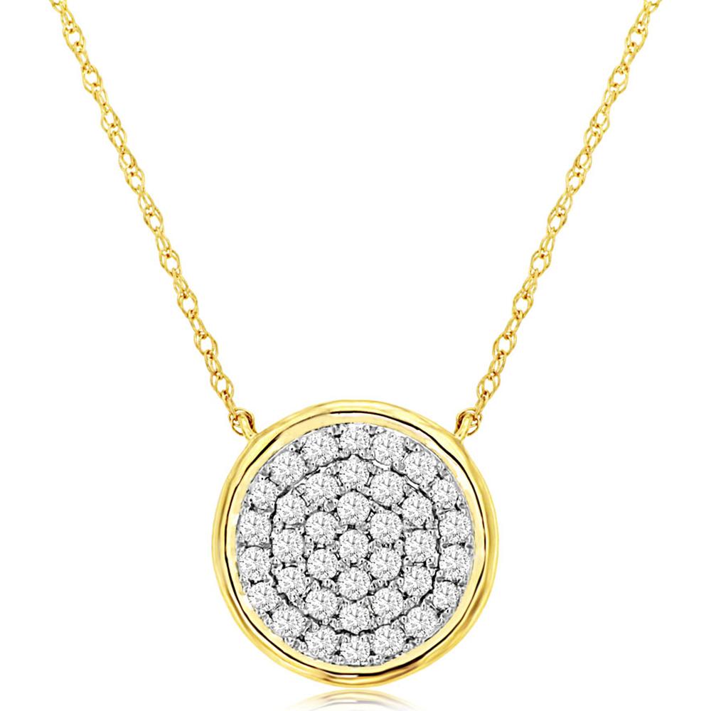 14K Yellow Gold Spiral Pendant Necklace with 0.33 Carats Total Diamond Weight