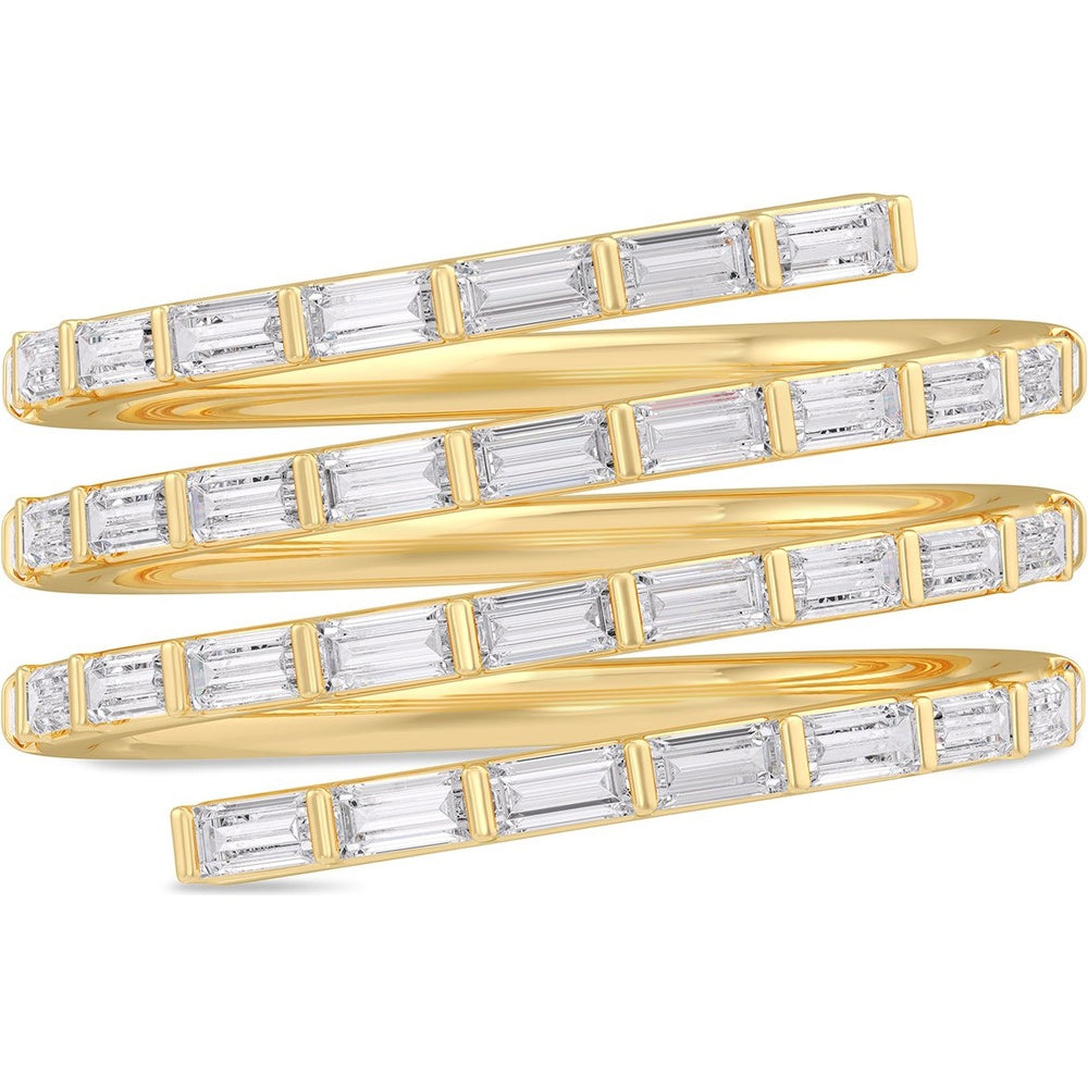 14K Yellow Gold Spiral Wrap Ring with Channel-Set Baguette Diamonds - 1.11 Carat Total Diamond Weight by Auriventus