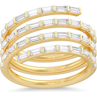 14K Yellow Gold Spiral Wrap Ring with Channel-Set Baguette Diamonds - 1.11 Carat Total Diamond Weight by Auriventus