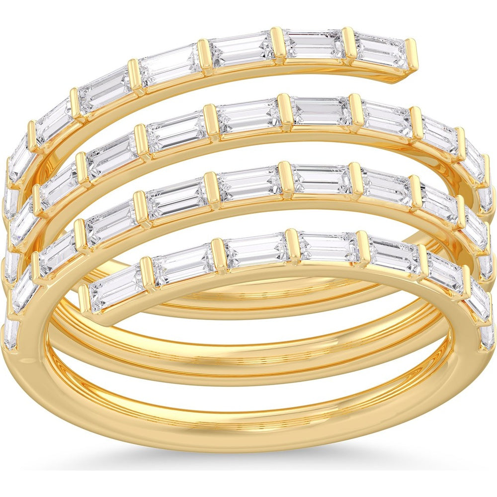 14K Yellow Gold Spiral Wrap Ring with Channel-Set Baguette Diamonds - 1.11 Carat Total Diamond Weight by Auriventus
