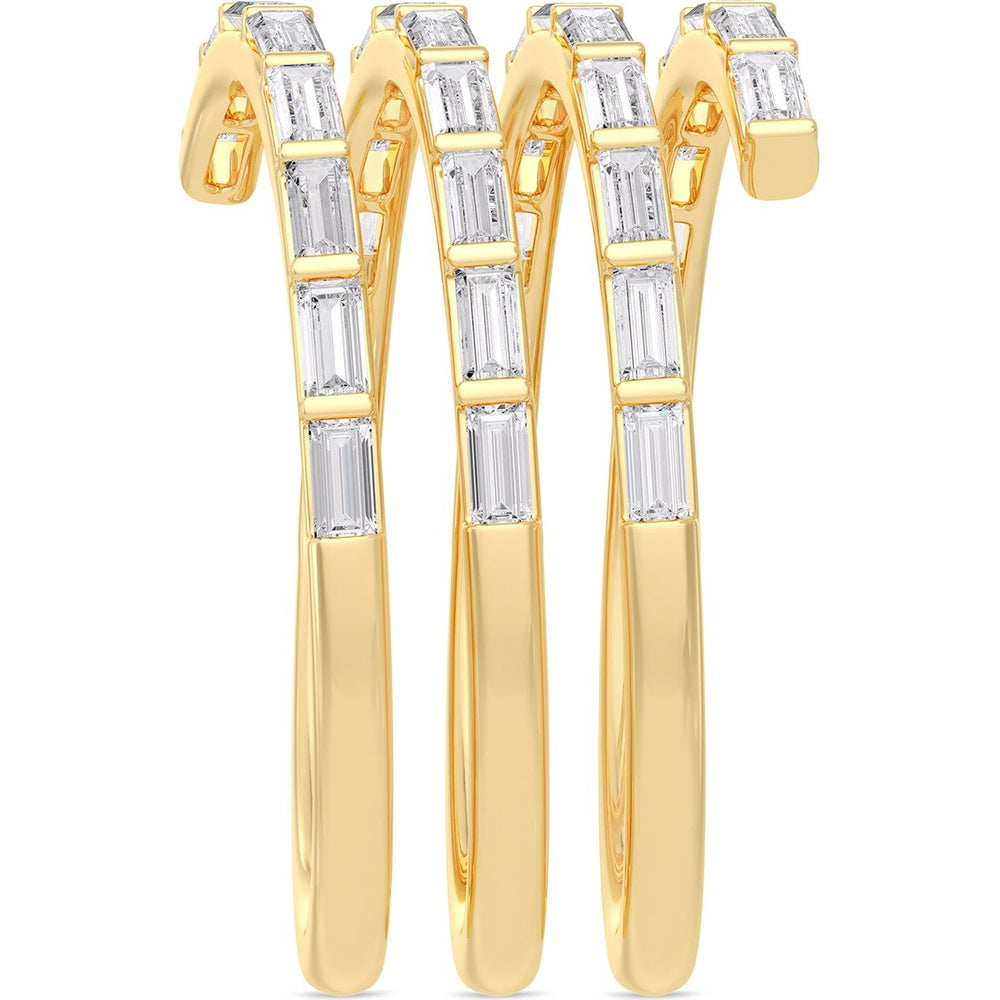 14K Yellow Gold Spiral Wrap Ring with Channel-Set Baguette Diamonds - 1.11 Carat Total Diamond Weight by Auriventus