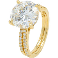 14K Yellow Gold Split-Shank Bridal Set with 5.00 Carat Round Lab Grown Diamond and Pavé Accents - 5.61 Carat Total Diamond Weight